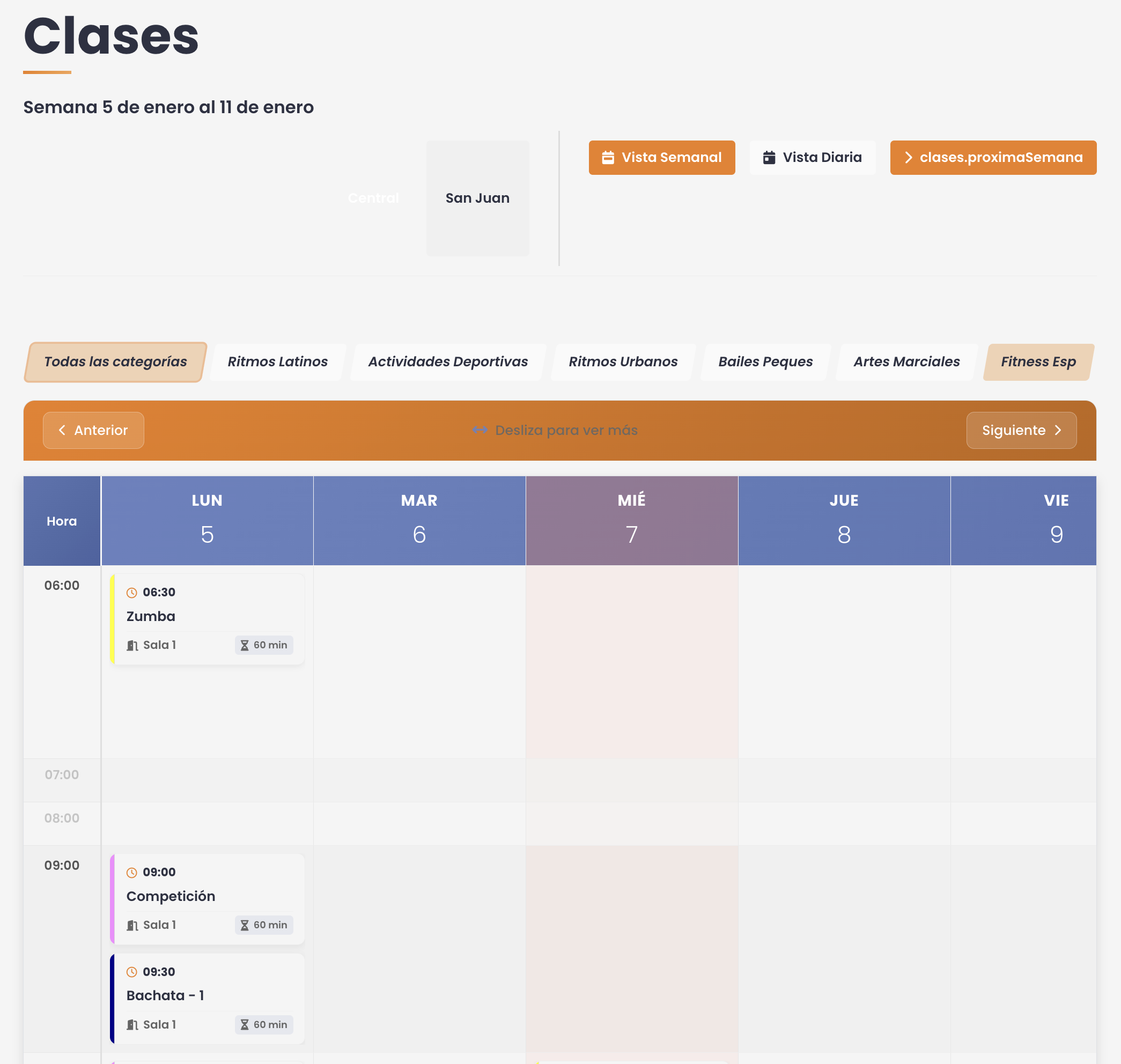 Xestión de clases de baile